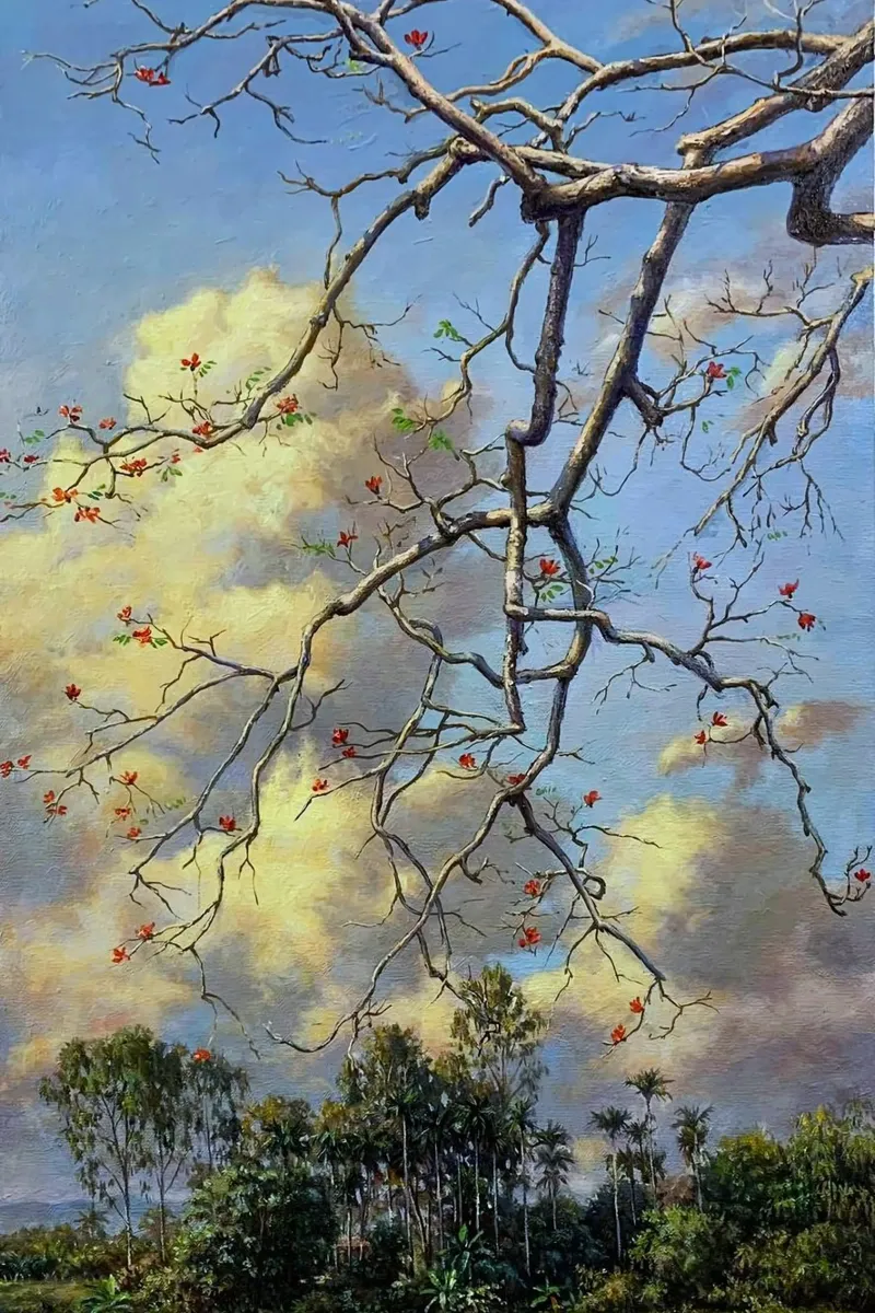 tree on the clous poster con telaio in legno da mip of map