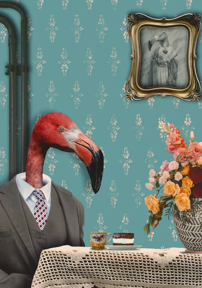 Flamingo Zondag canvas met Baklijst van Dapidoka