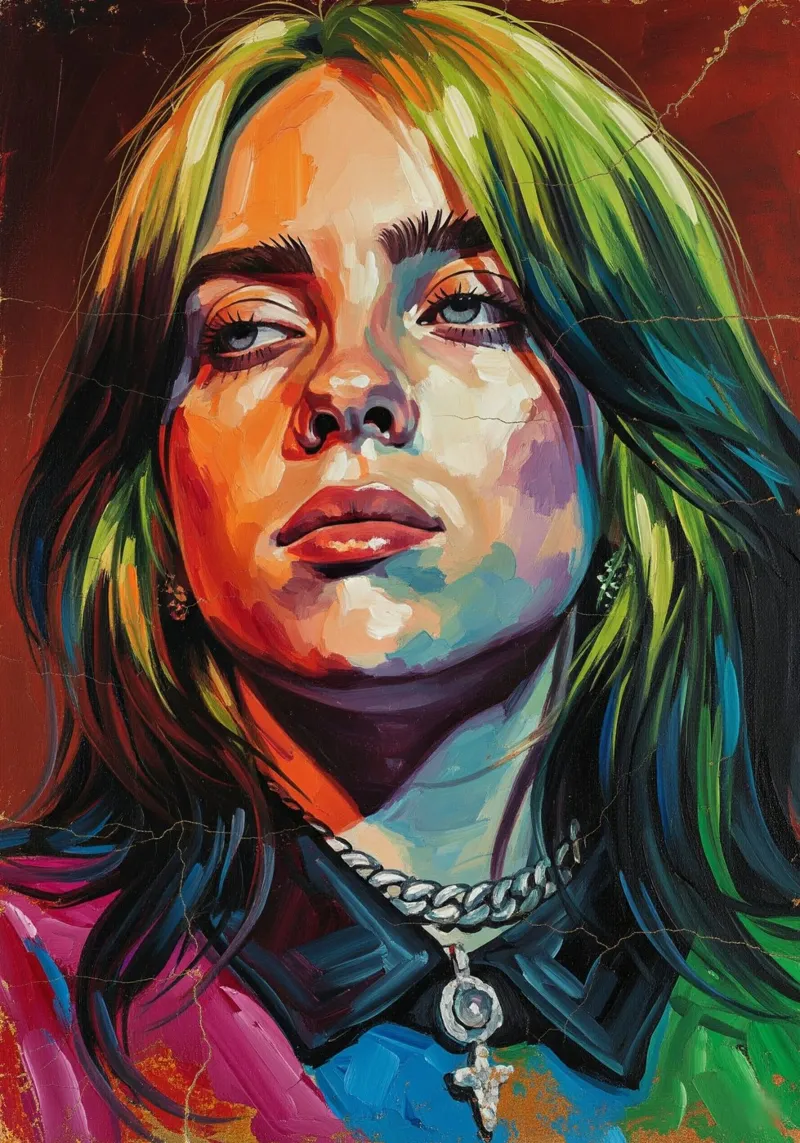 Billie Eilish abstracte kunst canvas met Baklijst van Lembayung art