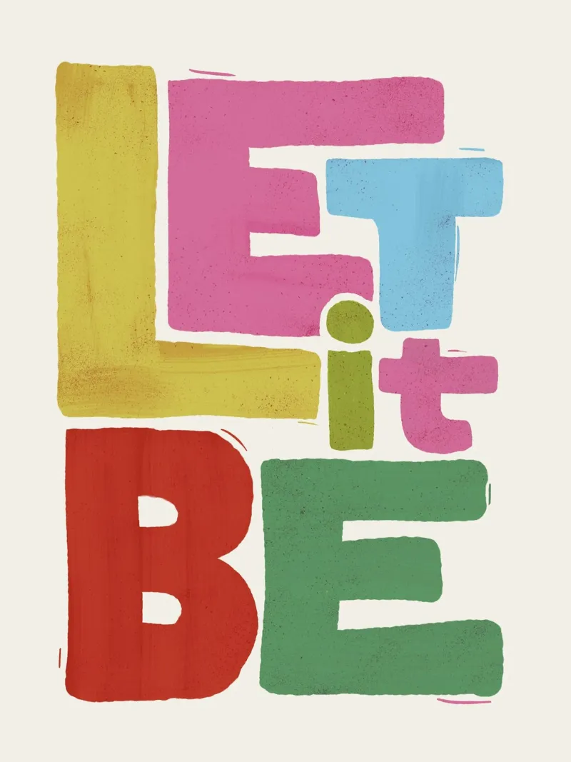 Bunte Retro-Typografie - Let It Be Poster von showmemars