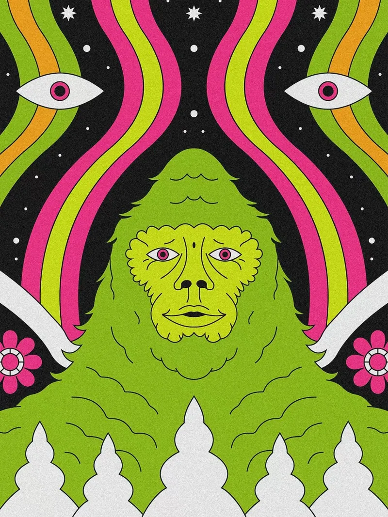 Bigfoot psichedelico tela con Cornice a cassetta da mesa