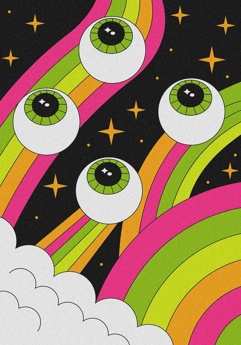 Psychedelic Floating Eyeballs canvas with Floater frame by mesa
