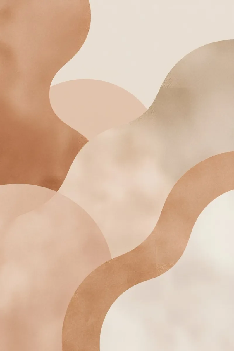 Forme astratte curve beige e marroni poster con telaio in alluminio da DesignDoodle