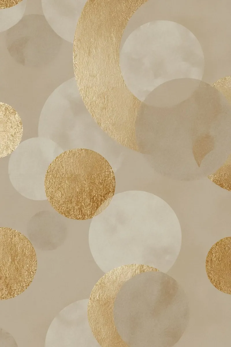 Abstract Beige and Gold Geometric Circle Pattern canvas with Floater frame by DesignDoodle