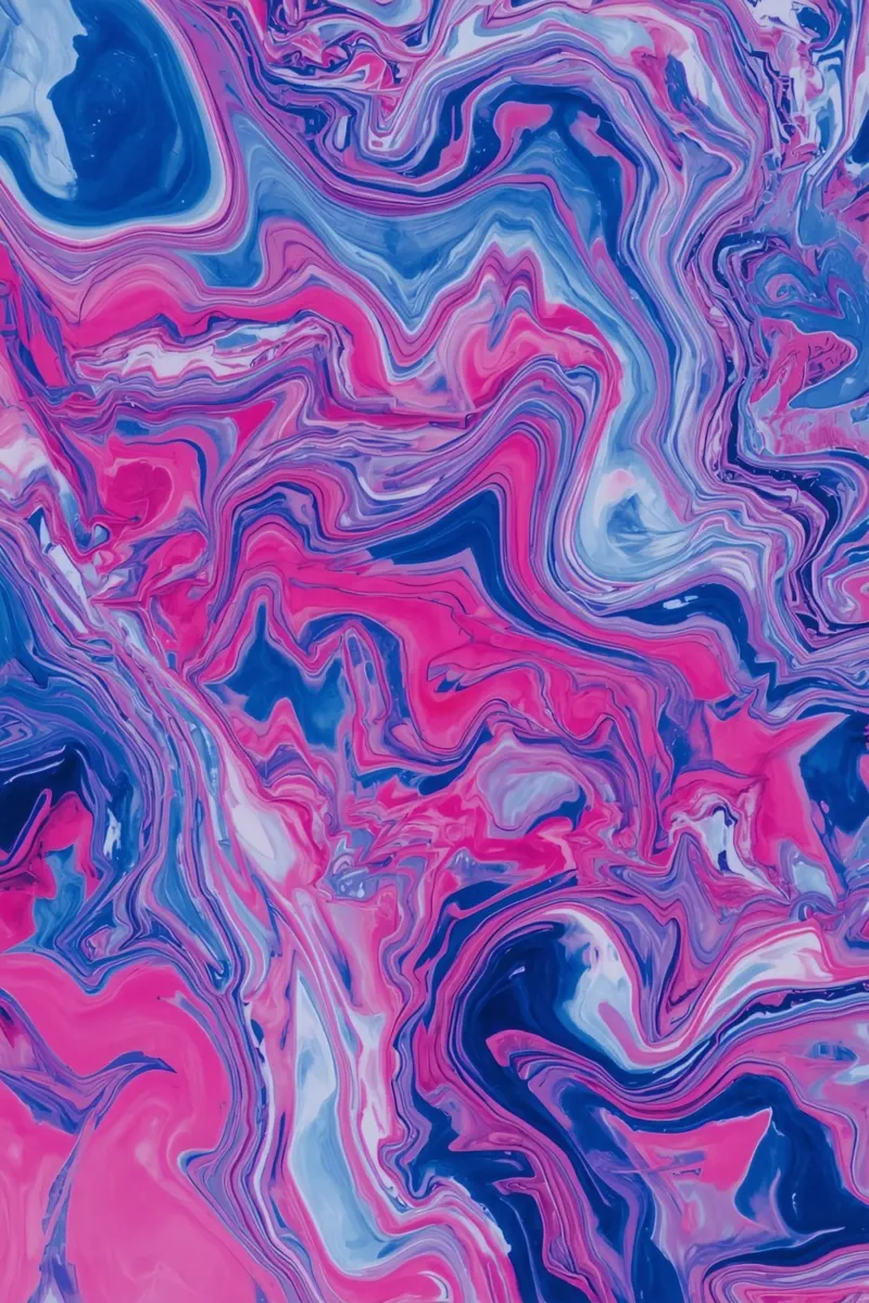 Abstracte gemarmeriseerde verfwervelingen in blauw, roze en wit canvas met Baklijst van DesignDoodle