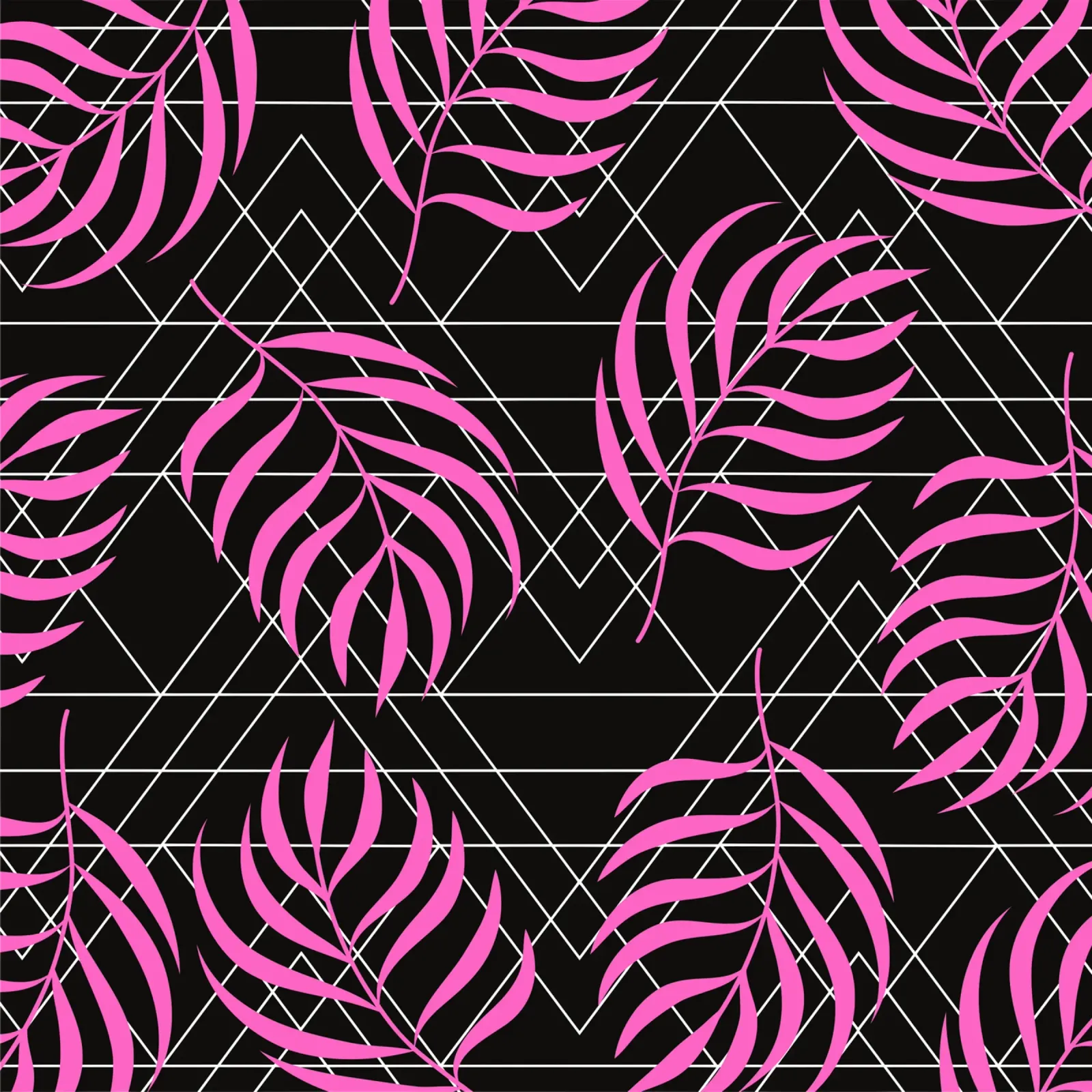 Purple palm surface pattern canvas with Floater frame by Little Dean