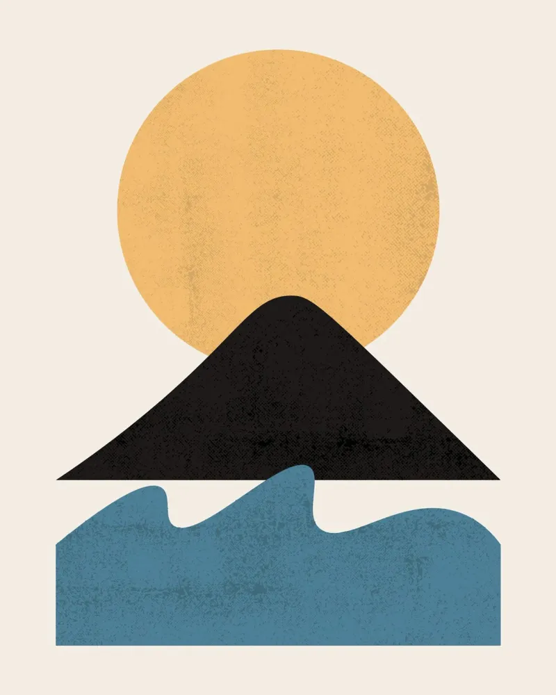 Paesaggio marino minimale poster con telaio in plastica da Little Dean