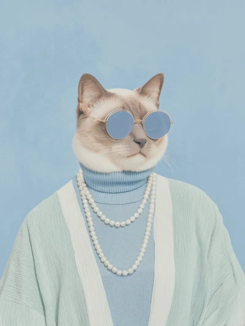 Amore di gatto in blu poster da Carinaprint