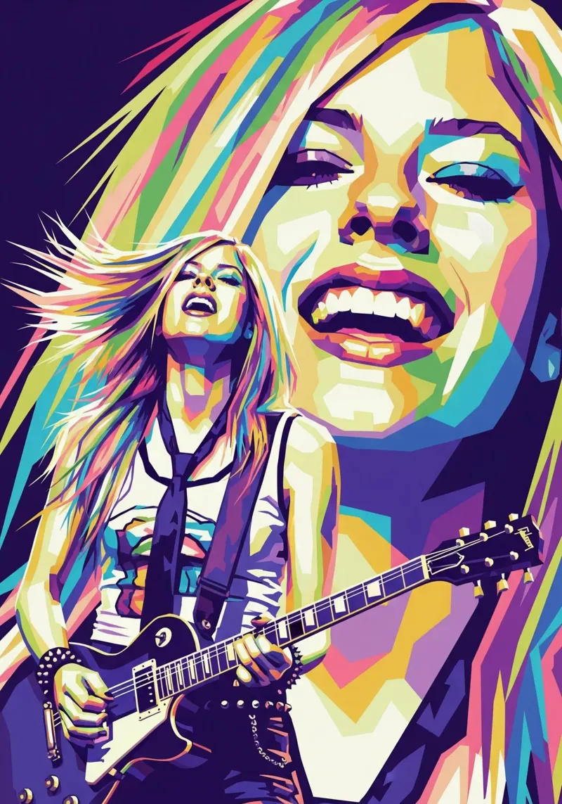 Avril Lavigne con un estilo icónico poster con marco de aluminio de Hantamrata