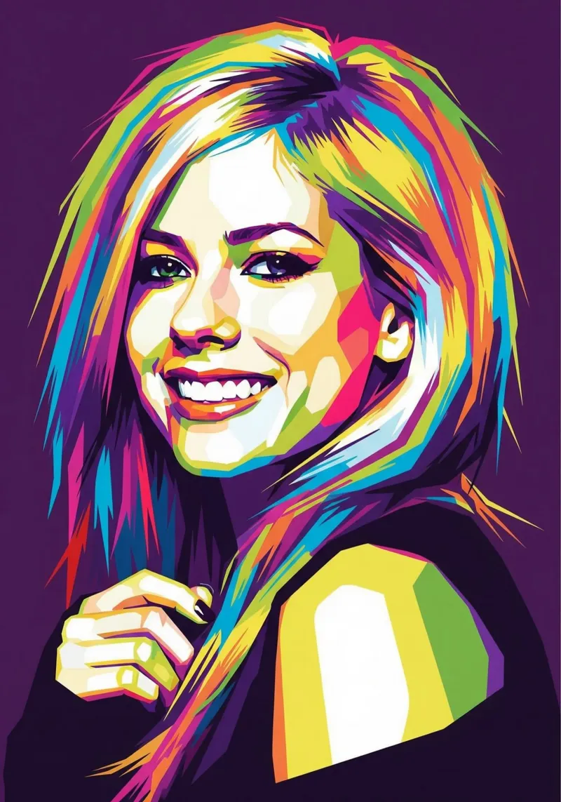 Sorriso di Avril Lavigne poster con telaio in legno da Hantamrata