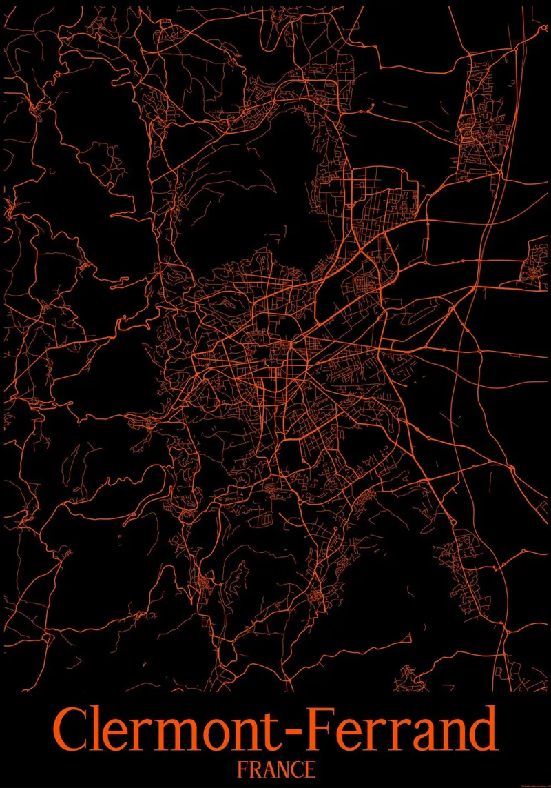 Clermont-Ferrand poster con telaio in alluminio da MiMap