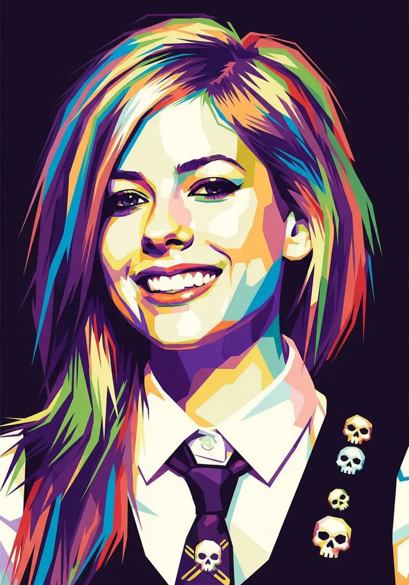 Avril Lavigne con l'iconico sorriso poster con telaio in alluminio da Hantamrata
