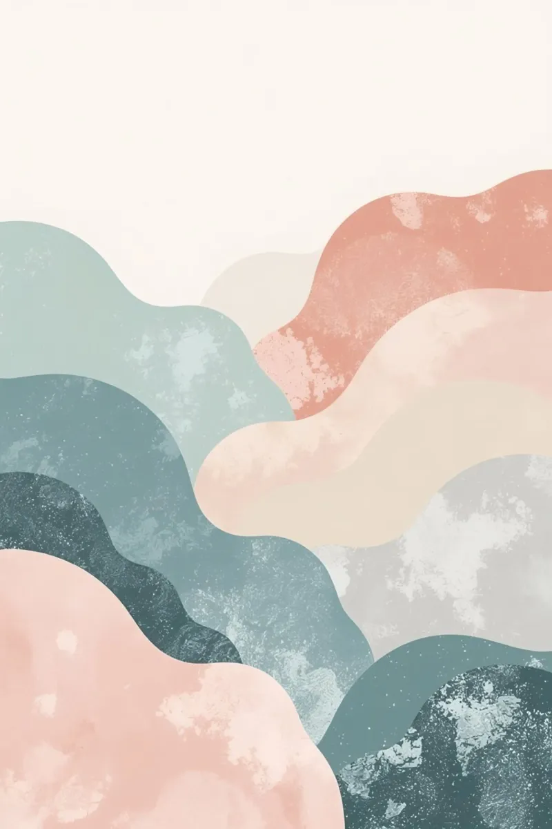 Illustrazione astratta di forme ondulate in colori tenui poster con telaio in alluminio da DesignDoodle