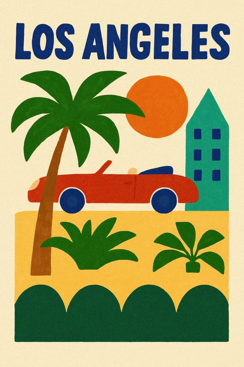 Cabriolet rossa a Los Angeles poster con telaio in plastica da JETLAG | affiches voyage