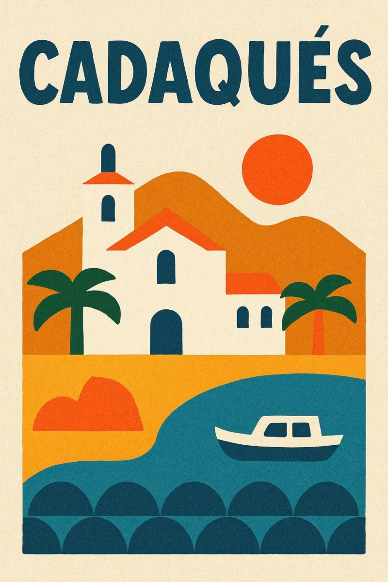 Casa bianca a Cadaqués poster con telaio in legno da JETLAG | affiches voyage