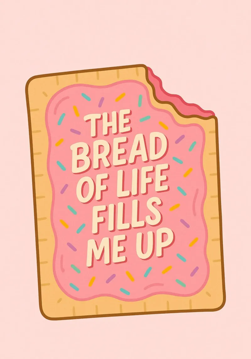 Das Brot des Lebens füllt mich auf Pop Tart Poster Poster mit Kunststoffrahmen von vintagepod