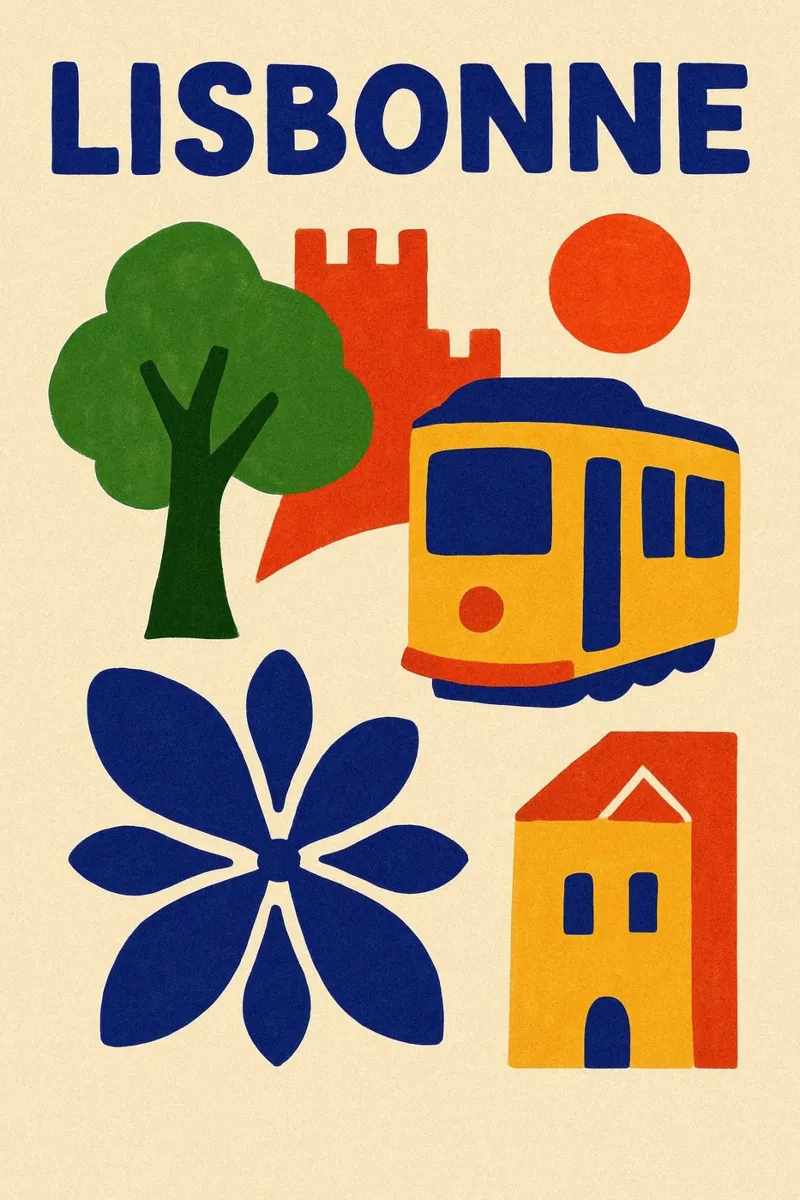 Il tram giallo di Lisbona poster con telaio in legno da JETLAG | affiches voyage