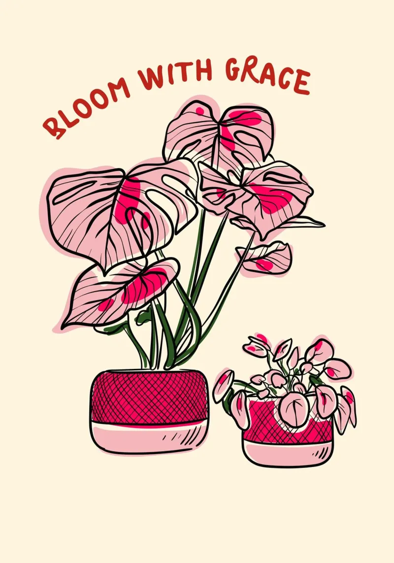 Poster per piante botaniche rosa Bloom with Grace tela con Cornice a cassetta da vintagepod