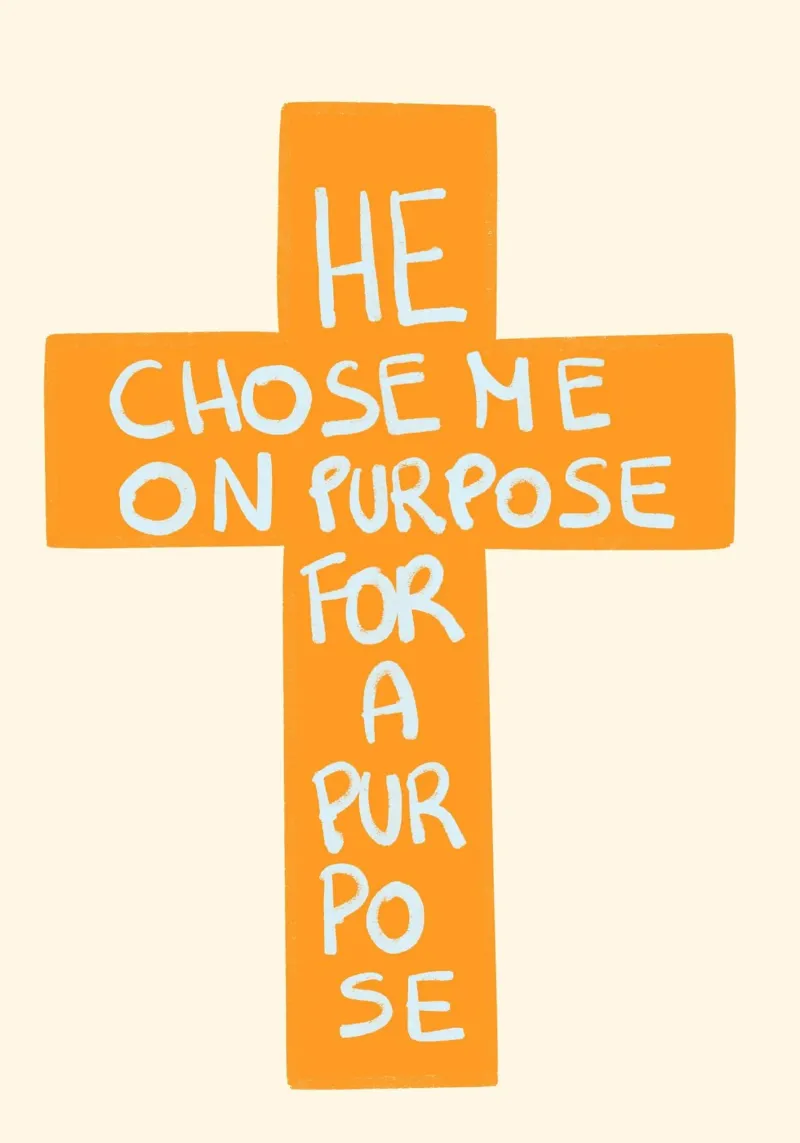 He Chose Me On Purpose For A Purpose Cross Poster poster with plastic frame by vintagepod