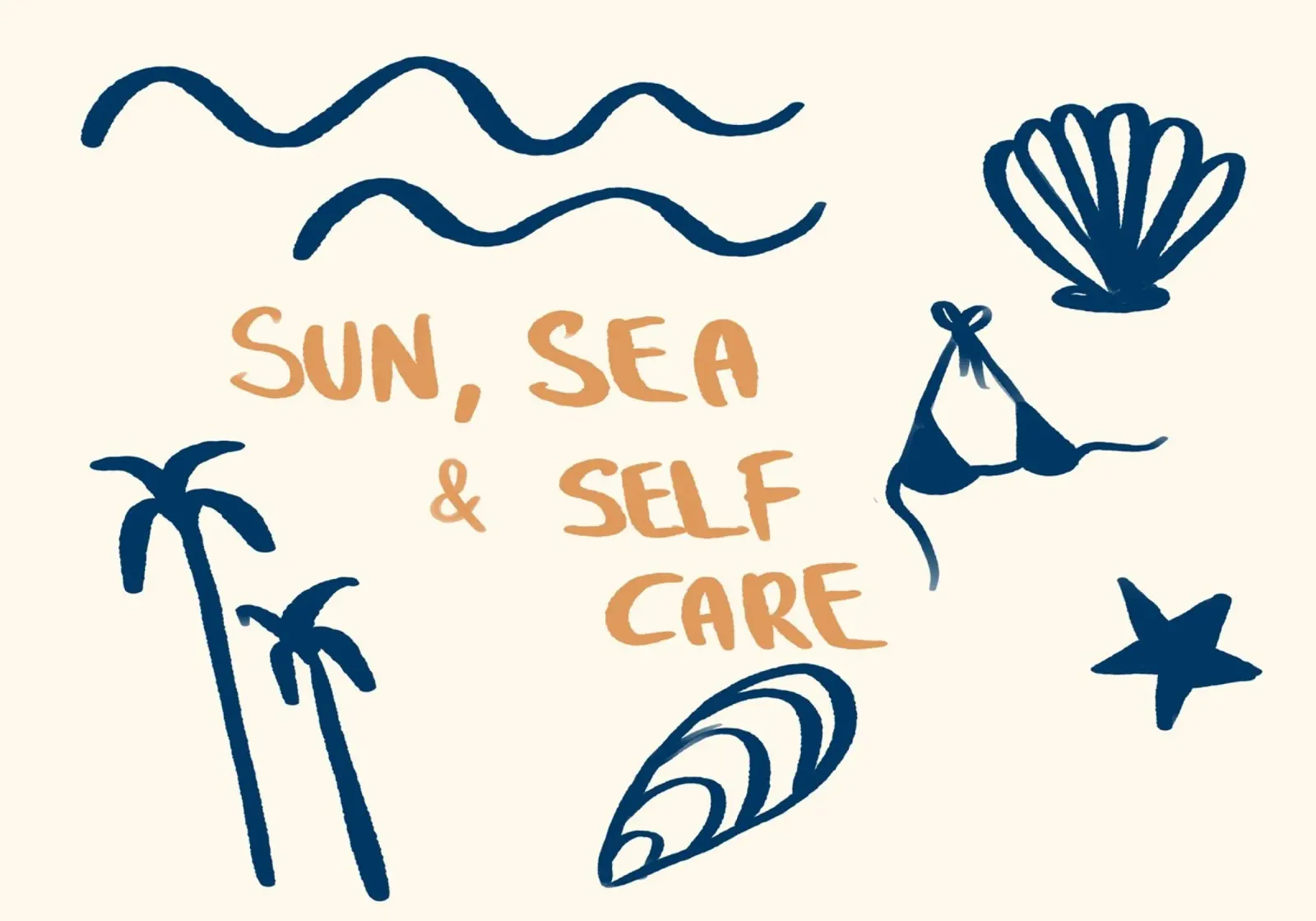 Zon, zee & zelfzorg, strand kunstdruk canvas met Baklijst van dawnthesea