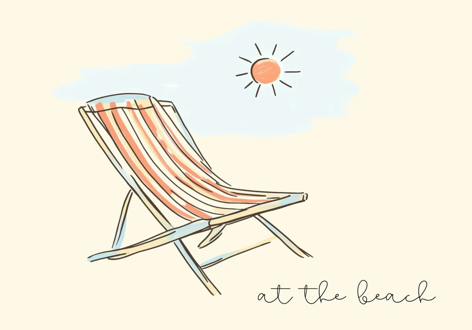 In spiaggia, stampa minimalista di una sedia a sdraio poster con telaio in alluminio da dawnthesea