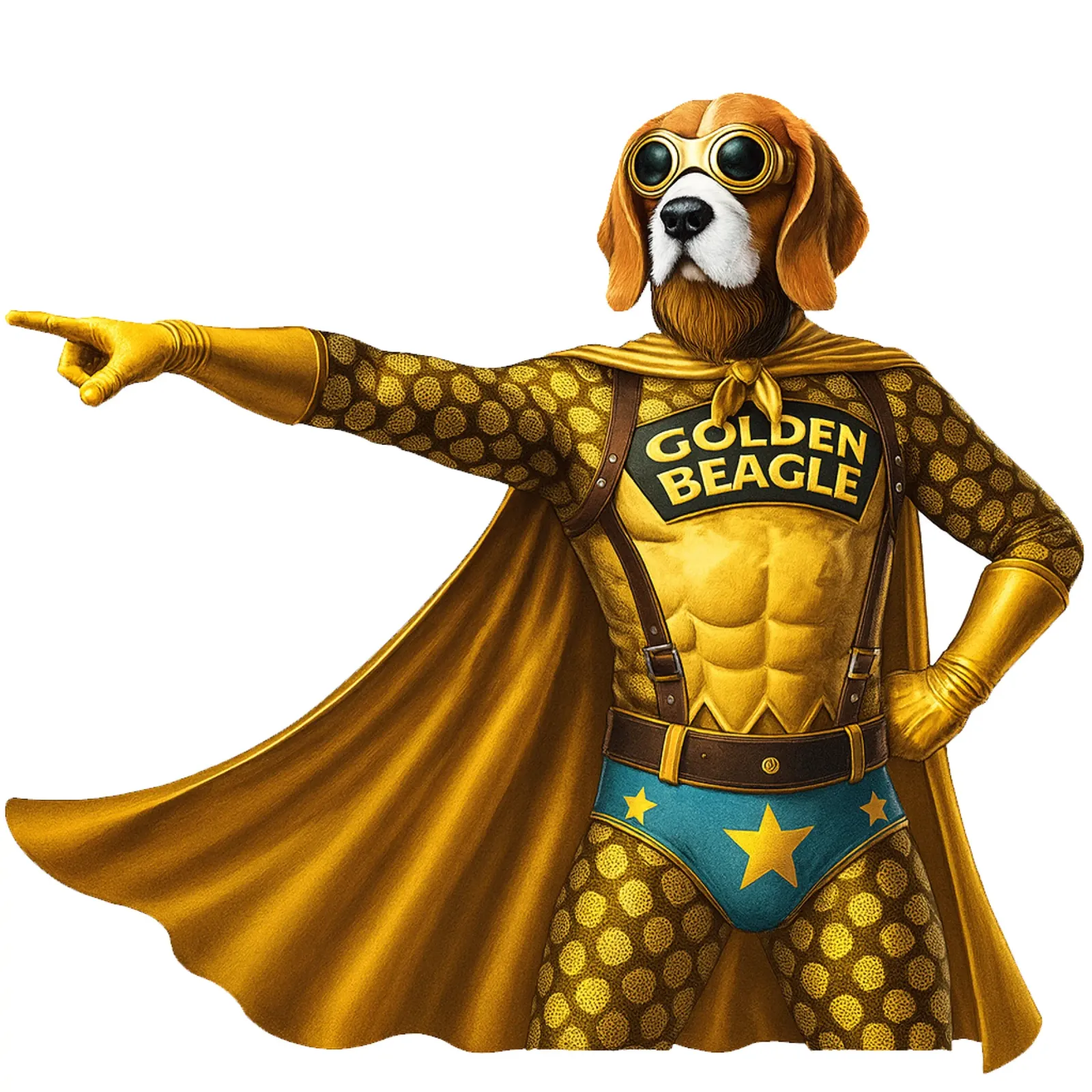 THE GOLDEN BEAGLE tela con Cornice a cassetta da Vintage Van Gogh