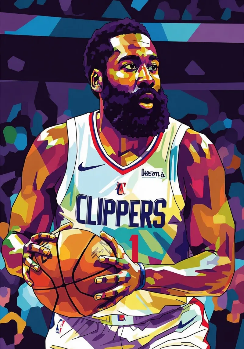 James Harden pop art poster con telaio in legno da Hantamrata