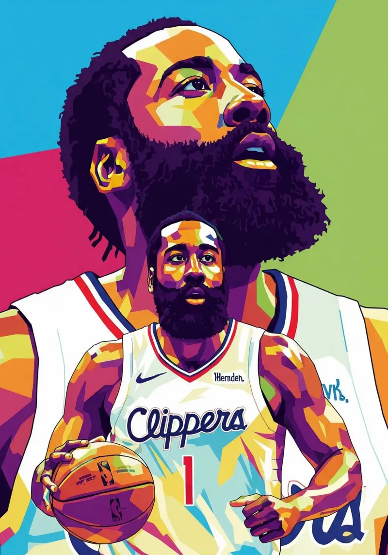 L'iconico giocatore di basket James Harden poster con telaio in plastica da Hantamrata