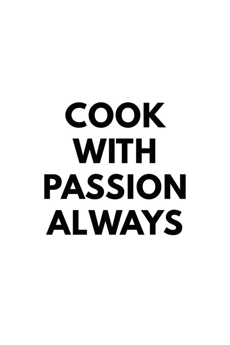 Cucinare sempre con passione poster con telaio in legno da Typo Designs
