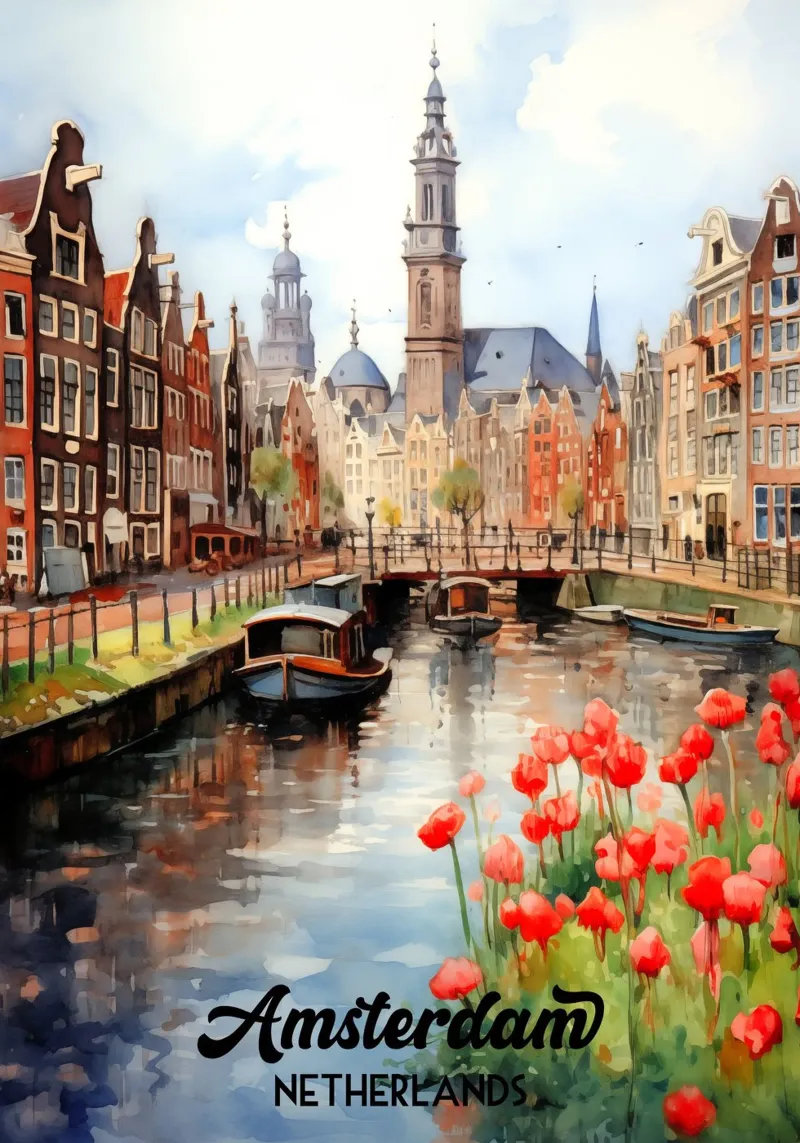 Amsterdam Netherlands canvas with Floater frame by Stellar Creative