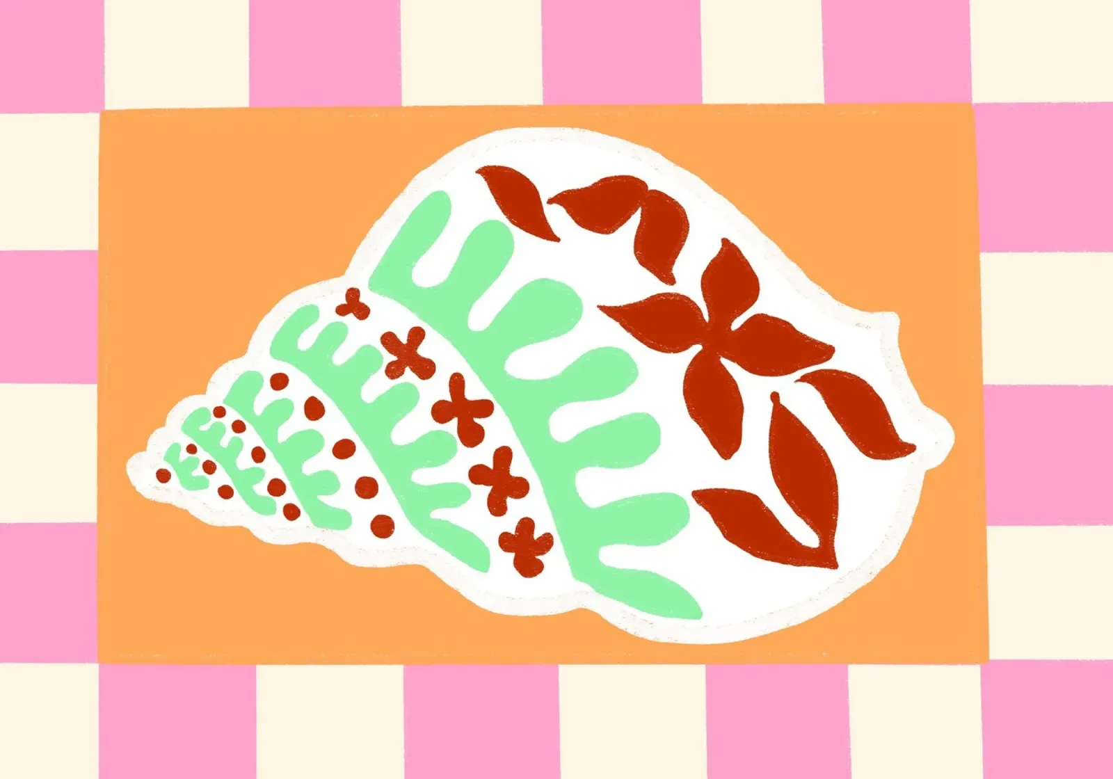Conchiglia modellata, Pop Art, Decorazione tropicale poster con telaio in alluminio da vintagepod