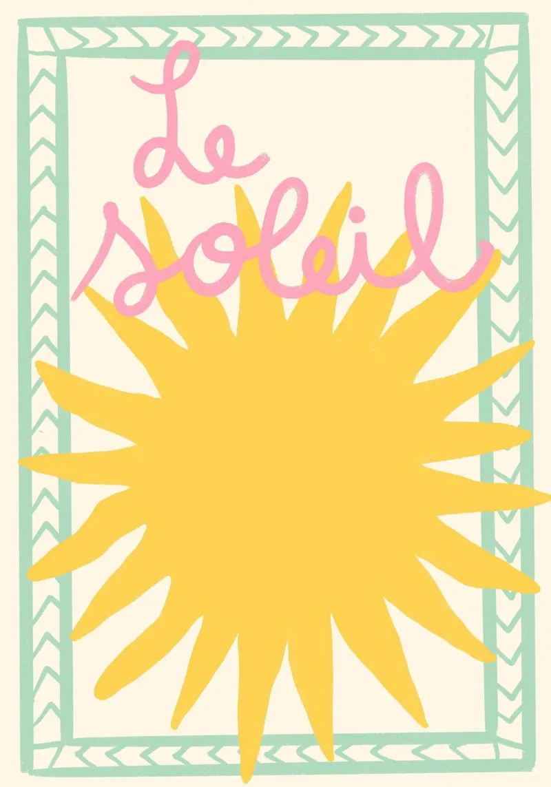 Le Soleil, arte del sole francese, Summer Vibes tela con Cornice a cassetta da dawnthesea