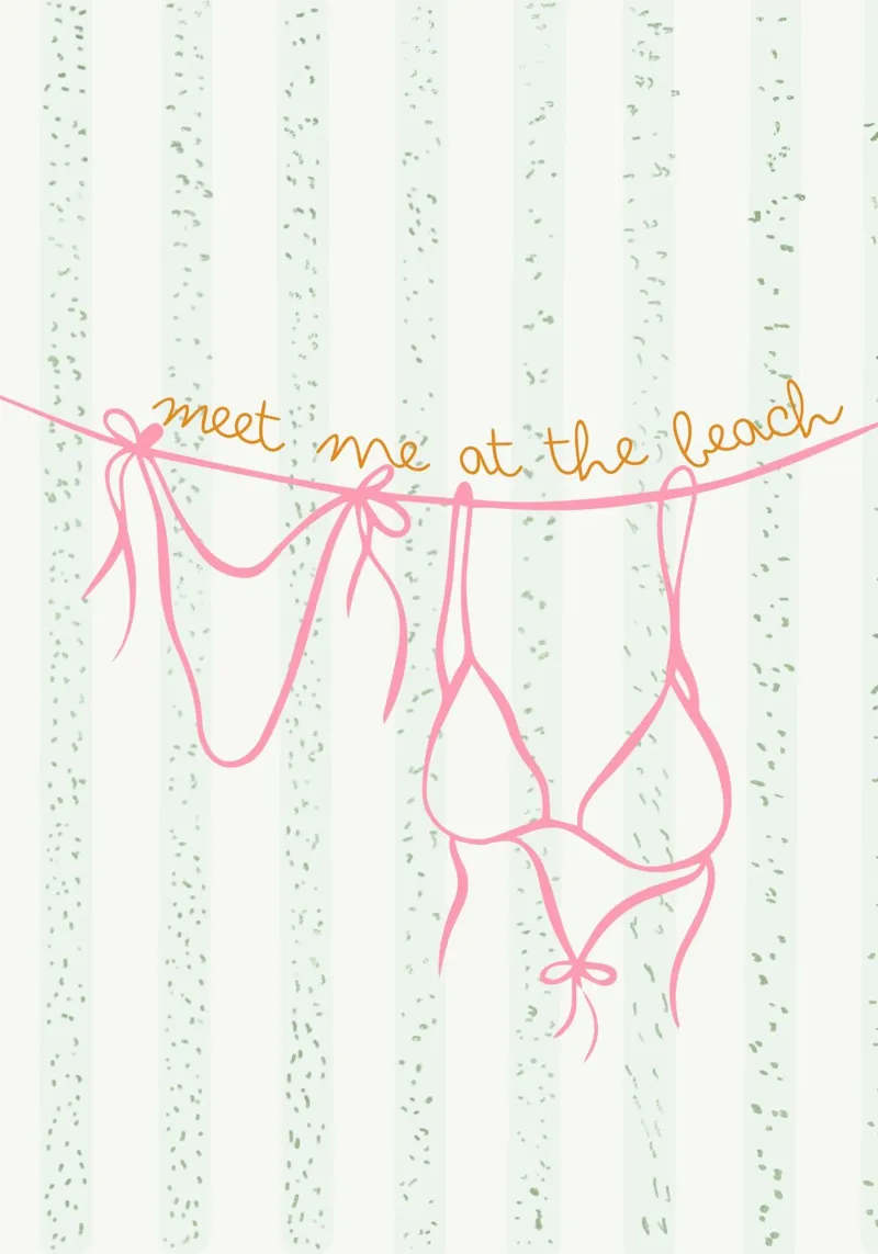 Incontriamoci in spiaggia, Bikini Art, Poster estivo tela con Cornice a cassetta da dawnthesea