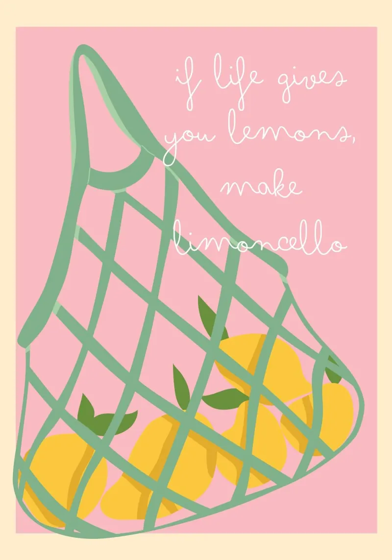 Citazione sul limoncello, arte divertente in cucina, poster sul limone poster da dawnthesea