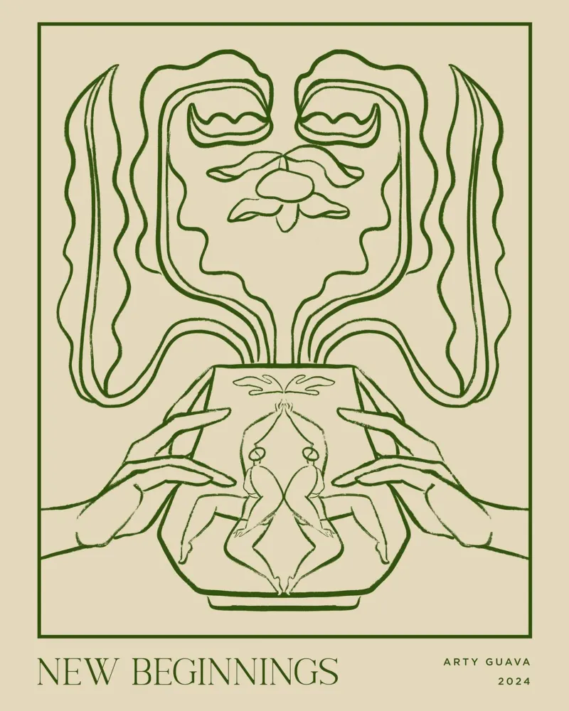 Vessel Collection, New Beginnings Line Art poster con telaio in plastica da Arty Guava