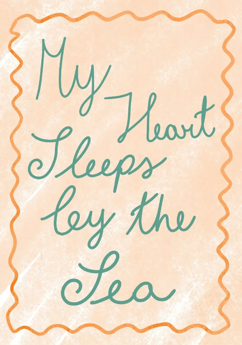 My Heart Sleeps By the Sea, Coastal Art Print (Mon cœur dort au bord de la mer) poster de dawnthesea