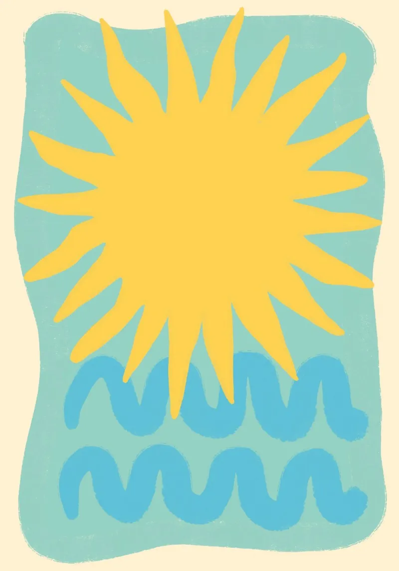 Sun and Sea, Abstract Summer Art Print canvas with Floater frame by dawnthesea