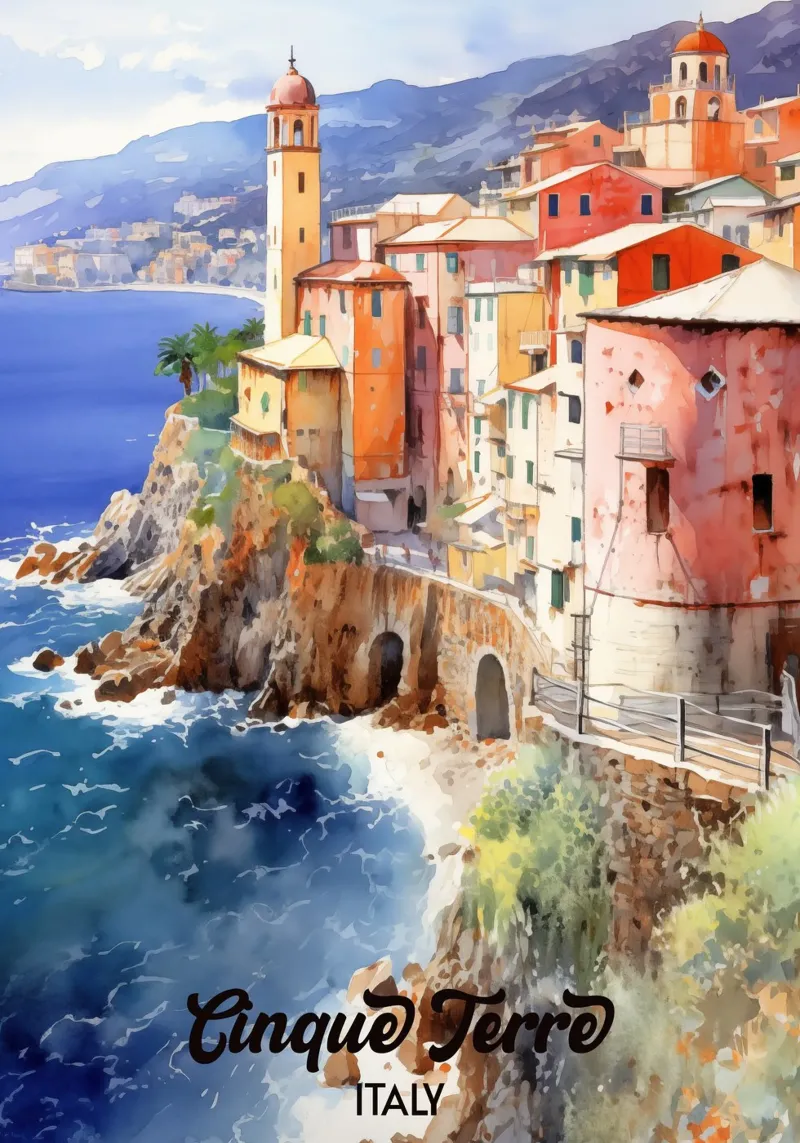 Cinque Terre Italy poster da Cyberpunk Canvas