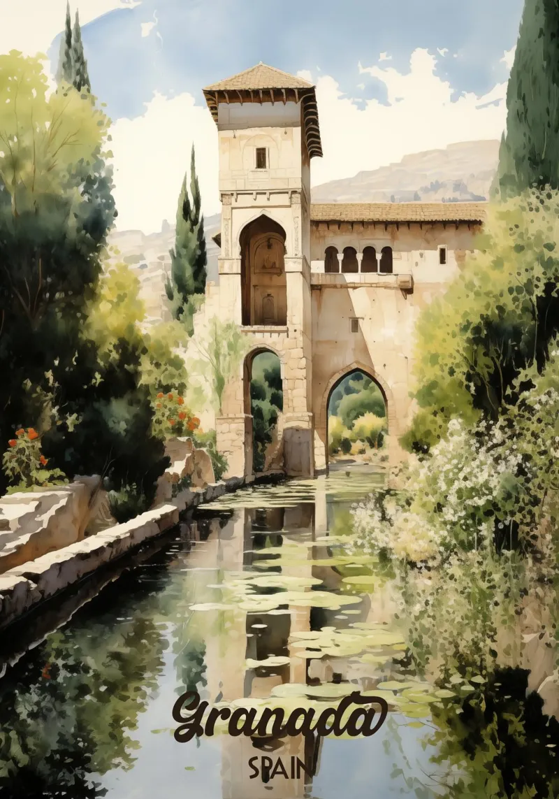 Granada Spagna tela con Cornice a cassetta da Cyberpunk Canvas