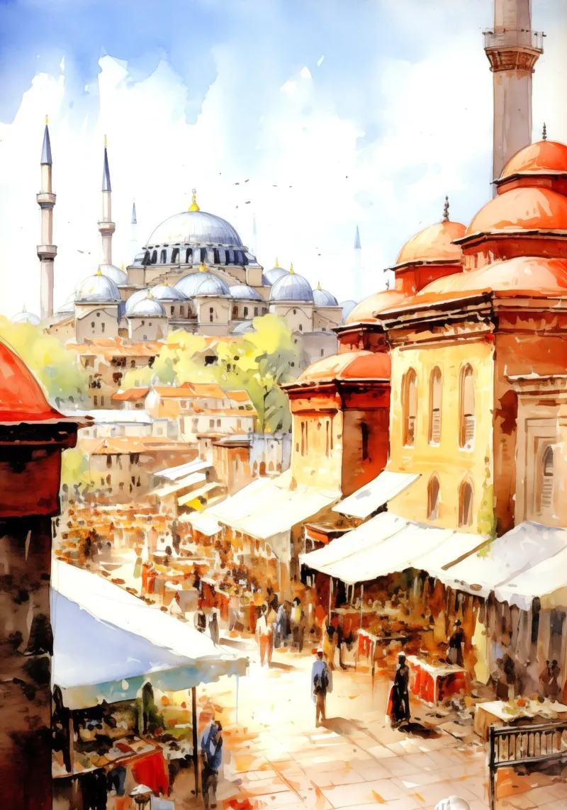 Istanbul Turchia tela con Cornice a cassetta da Cyberpunk Canvas