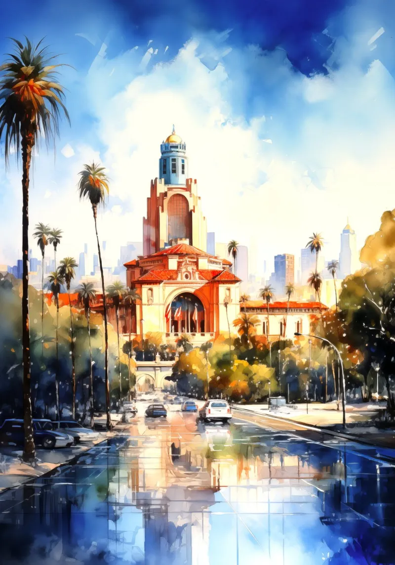 Los Angeles USA tela con Cornice a cassetta da Cyberpunk Canvas