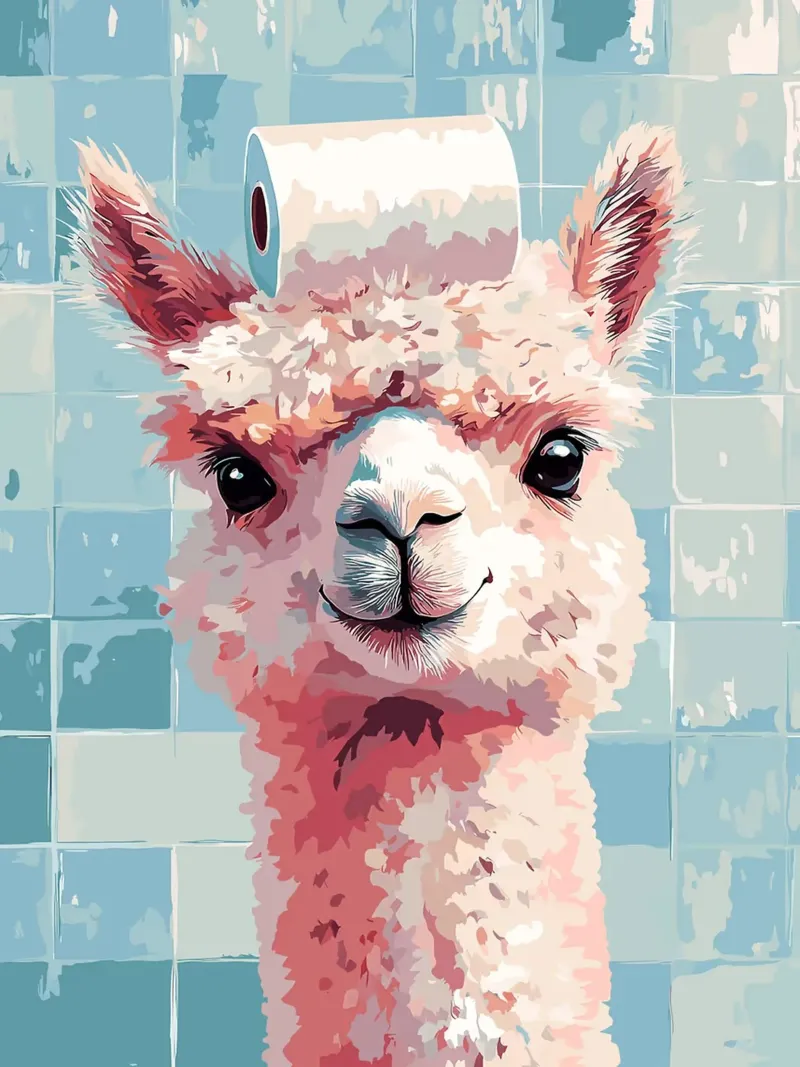 Lama con carta igienica in testa poster da Sabine Klein