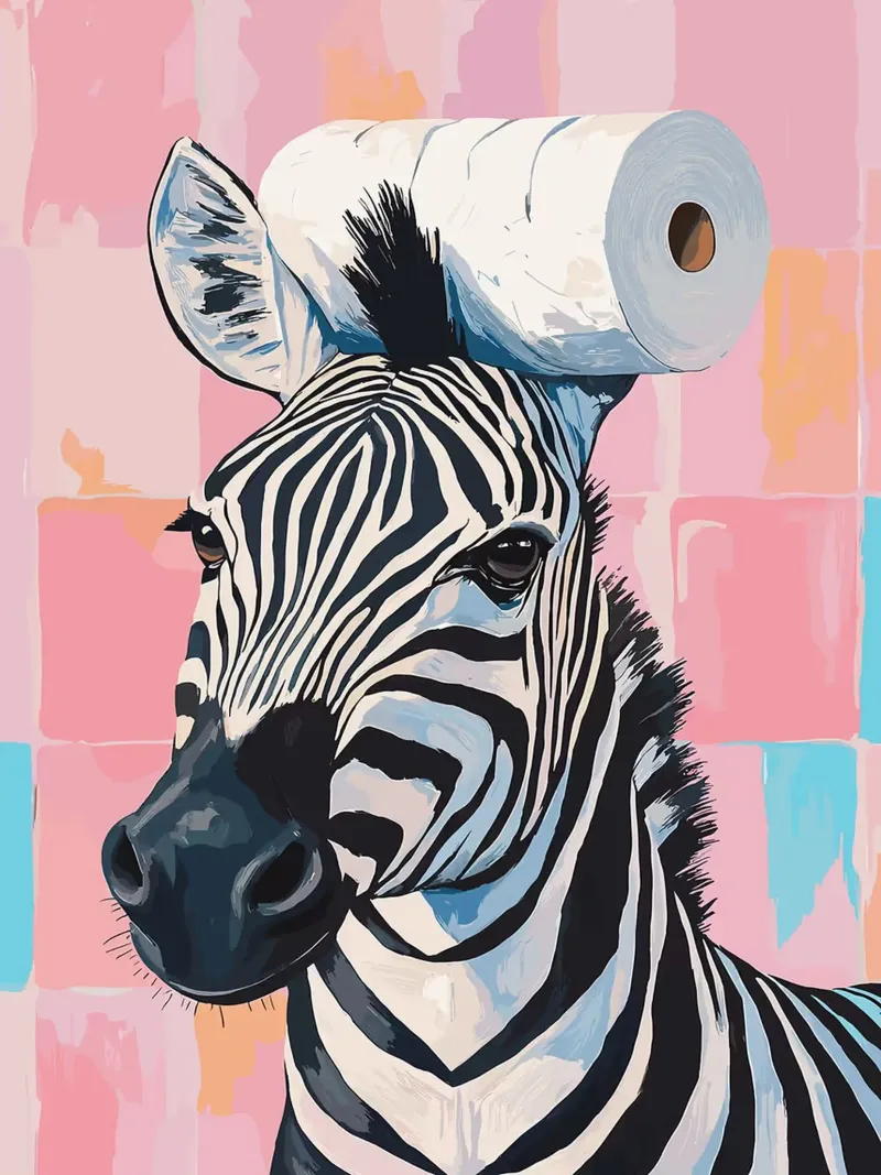 Zebra con cappello di carta igienica poster da Sabine Klein