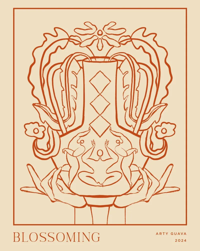 Vessel Collection, Blossoming Line Art poster da Arty Guava