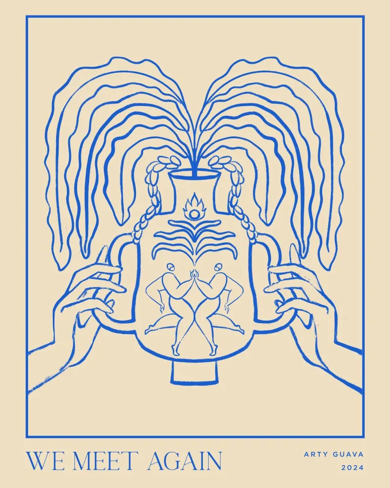 Vessel Collection, We Meet Again Line Art poster con telaio in legno da Arty Guava