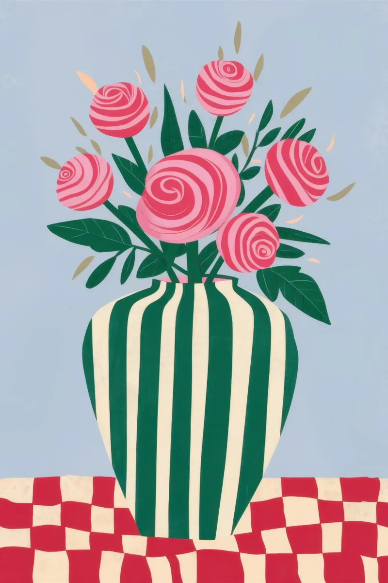 Rosa Eleganza a righe poster da Autumn Season