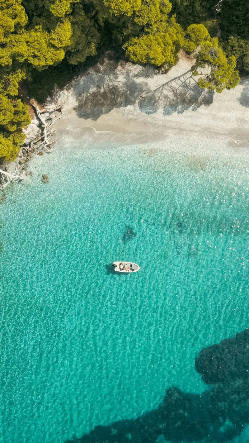 beach and the boat canvas with Floater frame by mip of map