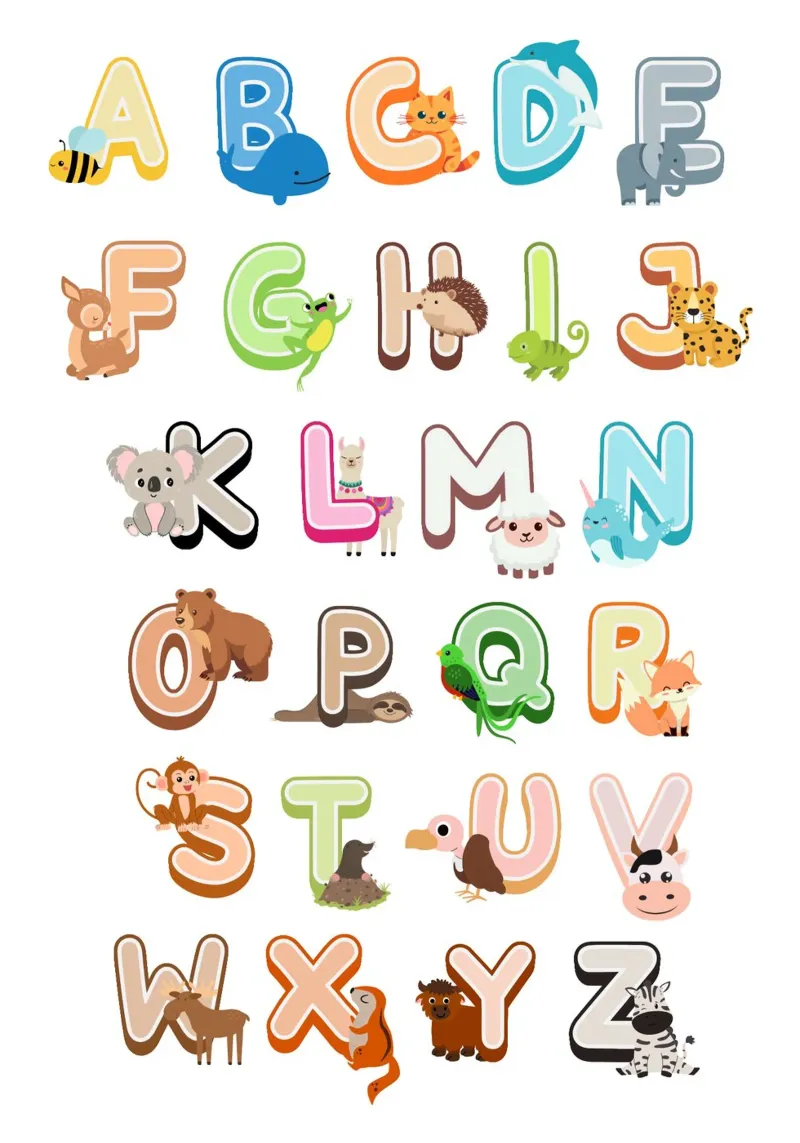 Abécédaire des animaux poster con telaio in legno da Idées & Création