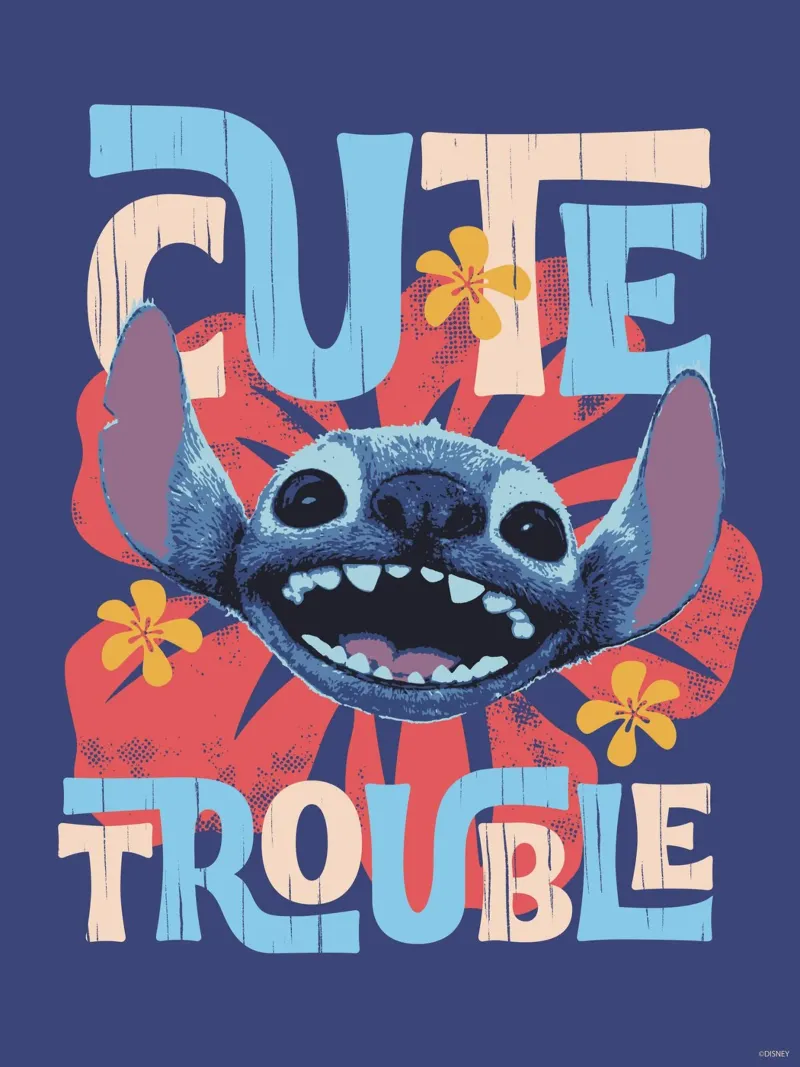 Stitch "cute trouble" III poster con telaio in alluminio da Stitch
