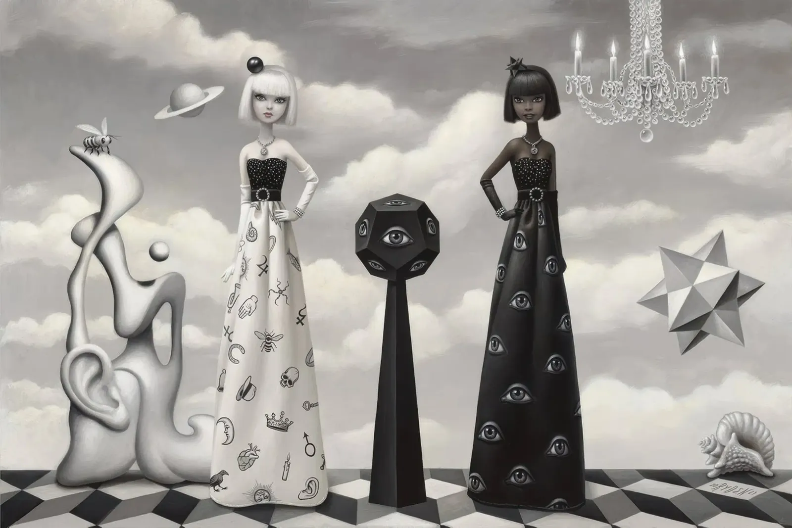 Mark Ryden - Ballo surrealista in bianco e nero poster con telaio in plastica da adriano lopezz
